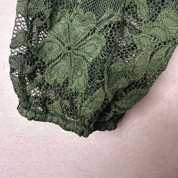 LES SEREIN blouse top sz L button up green lace collared fairy grunge whimsigoth - Picture 4 of 6